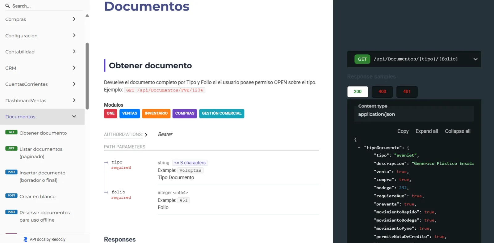 Respuesta de la API de facturación con folio, XML y estado del envío al SII