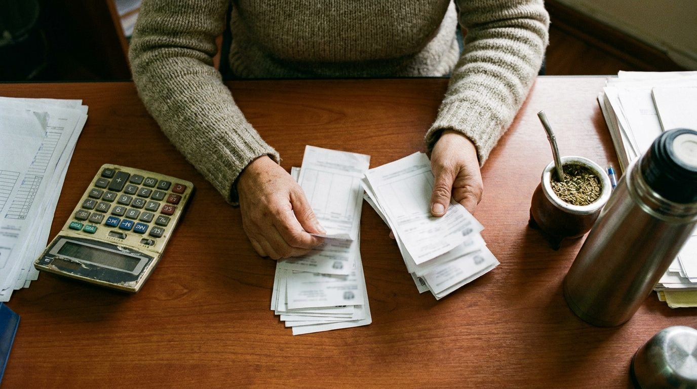 Facturas separadas por prioridad de pago sobre el escritorio